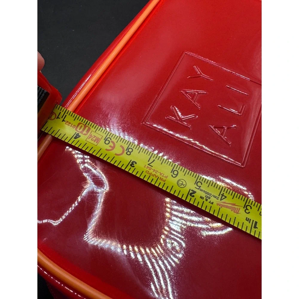 Kayali Red Translucent PVC Makeup Bag Cosmetic Pouch Orange Trim Diamond Zip